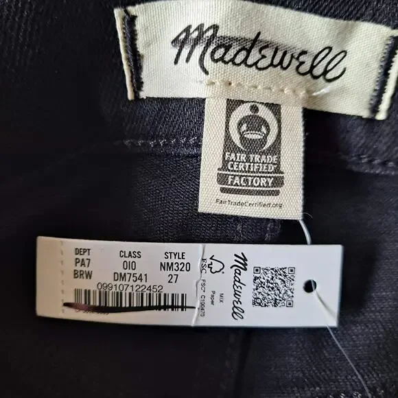 NWT Madewell Kick Out Crop Jeans Mid Rise Flare Leg Black Rinse Wash Size 27 - Picture 13 of 16